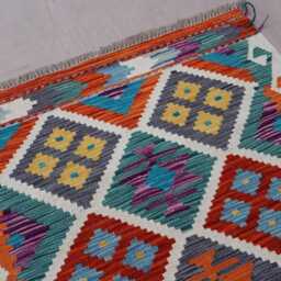 10 Ft Flatweave Runner Rug Afghan Handmade Kilim Rug, Multicolor Wool Geometric Design Turkmen Tribal Oriental Hallway - thumbnail 3