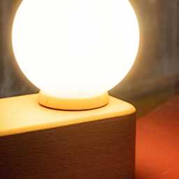 Personalized Solid Beechwood Table Lamp With Opal Glass, Small Home Decor Wooden Bedside Lamp, Housewarming Gift, Free Customized Brass Tag - thumbnail 3