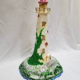 Handmade Weathered Lighthouse With Land Base - thumbnail 3