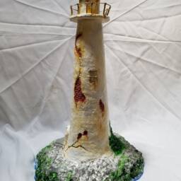 Handmade Weathered Lighthouse With Land Base - thumbnail 2