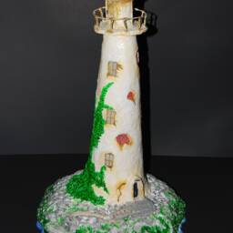 Handmade Weathered Lighthouse With Land Base - thumbnail 4