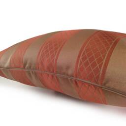 Tan & Salmon Pink Pillow, Striped Throw Pillow Cover, Decorative Cushion Accent Silk Blend Pillow - thumbnail 4