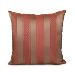 Tan & Salmon Pink Pillow, Striped Throw Pillow Cover, Decorative Cushion Accent Silk Blend Pillow