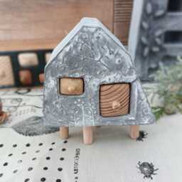 Concrete House With Drawers, Wood & Concrete Art, Cement Home Decoration - thumbnail 2
