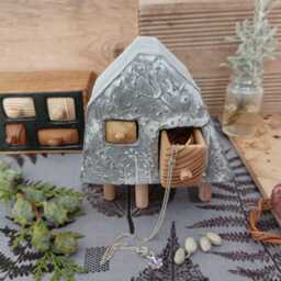 Concrete House With Drawers, Wood & Concrete Art, Cement Home Decoration - thumbnail 3
