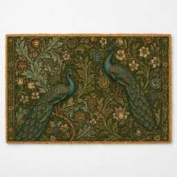 Peacock Garden Doormat - Walter Crane Arts & Crafts Coir Welcome Mat