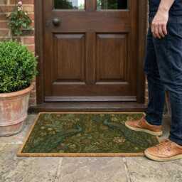 Peacock Garden Doormat - Walter Crane Arts & Crafts Coir Welcome Mat - thumbnail 2