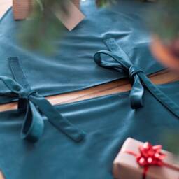 Sea Green Velvet Tree Skirt, Christmas Monochrome Skirt - thumbnail 2