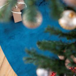 Sea Green Velvet Tree Skirt, Christmas Monochrome Skirt - thumbnail 3
