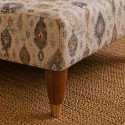 Handmade Ottoman Coffee Table Bench - Moroccan Tribal Fabric Tan - thumbnail 2