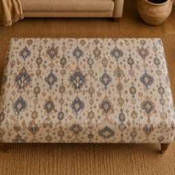 Handmade Ottoman Coffee Table Bench - Moroccan Tribal Fabric Tan - thumbnail 3