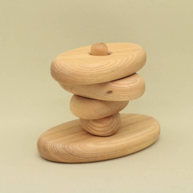 Handmade Wooden Stacking Toy Montessori Oval Pyramid - image 1