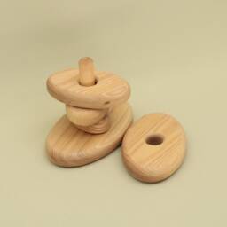 Handmade Wooden Stacking Toy Montessori Oval Pyramid - thumbnail 4