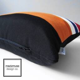 Nautical Outdoor Sunbrella Pillow Cover in Modern Color Block, Orange & Red Cushion Covers For Boat/Patio Pool Lounge, Chester - thumbnail 2