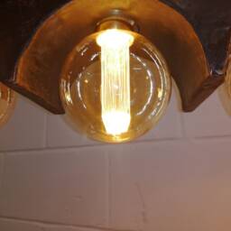 Industrial Beam Chandelier Copper, Wood & Iron Rustic Light Fixture - thumbnail 4