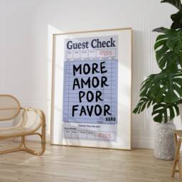 Guest Check Poster - More Amor Por Favor Love Print Handwriting Wall Art Aesthetic Trendy Retro - thumbnail 3