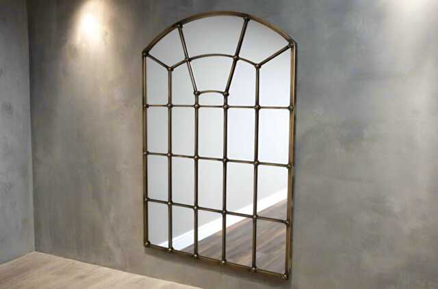 Large Arched Antiqued Gold Metal Framed Wall Mirror Hall - Lounge Bedroom Big Mirror. H132 W92cm. Neutral Home Decor. Home Delivery - image 1