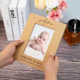 Personalised Baby Photo Frame, Newborn New Christmas Gifts, Custom Engraved Birth Info Picture Announcement Keepsake Gift - thumbnail 3