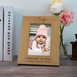 Personalised Baby Photo Frame, Newborn New Christmas Gifts, Custom Engraved Birth Info Picture Announcement Keepsake Gift - thumbnail 2