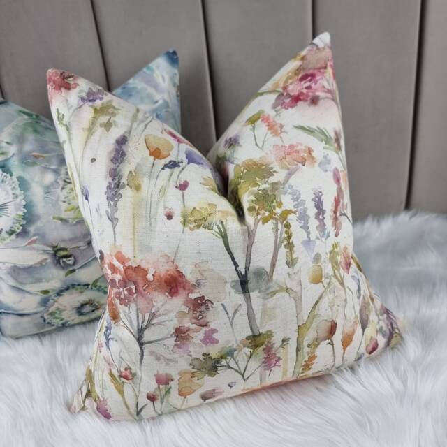 Voyage Poppy Natural Country Floral Fabric Cushion Cover Home Meadow Flowers For Couch Sofa Statement - image 1