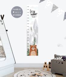 Woodland Bear Fabric Height Chart Wall Decal Nursery Decor - thumbnail 1