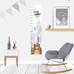 Woodland Bear Fabric Height Chart Wall Decal Nursery Decor - thumbnail 2