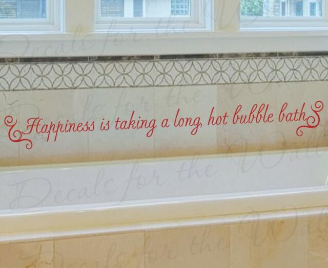 Happiness Taking Long Hot Bubble Bath Bathroom Vinyl Quote Saying Wall Decal Lettering Decoration Sticker Graphic Decor Art Mural Ba11 - image 1