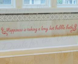 Happiness Taking Long Hot Bubble Bath Bathroom Vinyl Quote Saying Wall Decal Lettering Decoration Sticker Graphic Decor Art Mural Ba11 - thumbnail 1