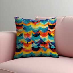 Colorful Geometric Cushion Cover, Bold Abstract Pillow Cover in Rainbow Tones, Modern Vibrant Pillowcase, Multicoloured Throw Case - thumbnail 2