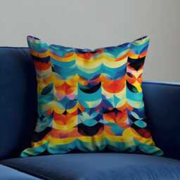 Colorful Geometric Cushion Cover, Bold Abstract Pillow Cover in Rainbow Tones, Modern Vibrant Pillowcase, Multicoloured Throw Case - thumbnail 1