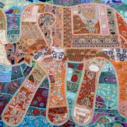 Elephant Tapestry Vintage Patchwork, Bohemian Wall Hanging - 80x100 Inches - thumbnail 2