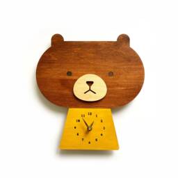 Kawaii Bear Wall Clock, Housewarming, Birthday, Baby Shower, Kid's Room, Nursery Decor - thumbnail 1