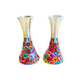 Colorful Shabbat Candlesticks Holders, Jewish Candlestick, Judaica, Gift - thumbnail 1