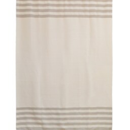 Beige Stripes Egyptian Cotton Handloomed Pompom Throw Sofa Throw Blanket 130x170cm 51''x69'' Woven Living Room Decor Throws - thumbnail 2