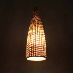 Cone Bamboo Pendant Light Natural Woven Lighting - 13x36cm - thumbnail 3