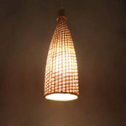 Cone Bamboo Pendant Light Natural Woven Lighting - 13x36cm - thumbnail 2