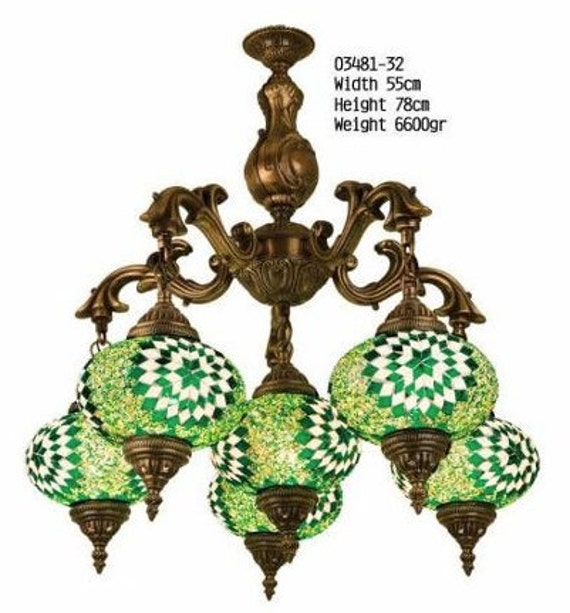 Large Mosaic Chandelier, Boho Kitchen Dining Area Moroccan Chandelier