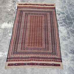 3'10x6'4Ft Brown Afghan Kilim Rug - Vintage-Style Wool Flatweave With Tribal Stripes Beautiful Boho Area For Living Room Or Home - thumbnail 3