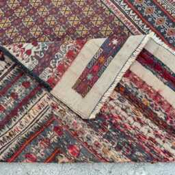 3'10x6'4Ft Brown Afghan Kilim Rug - Vintage-Style Wool Flatweave With Tribal Stripes Beautiful Boho Area For Living Room Or Home - thumbnail 4