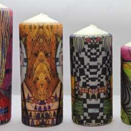 Hundertwasser Decoupage Pillar Candles Abstract Art Home Decor, Set Of 4 - thumbnail 2
