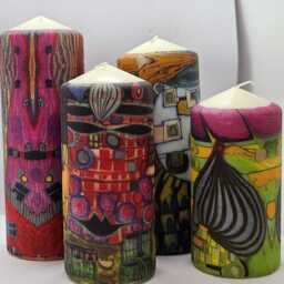 Hundertwasser Decoupage Pillar Candles Abstract Art Home Decor, Set Of 4 - thumbnail 4