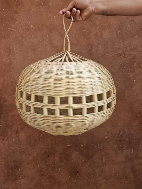 Wicker Ball Pendant Light, Straw Lampshade - image 1