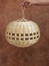 Wicker Ball Pendant Light, Straw Lampshade - thumbnail 1