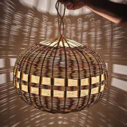 Wicker Ball Pendant Light, Straw Lampshade - thumbnail 2