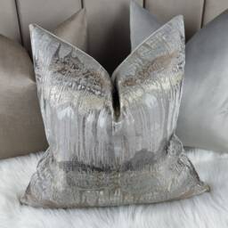 Silver Gold Metallic Cushion Cover - Luxury Glam Throw Pillow Grey Textured Sofa Designer Aztec Style Modern Home Deco Inca - thumbnail 3