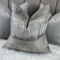 Silver Gold Metallic Cushion Cover - Luxury Glam Throw Pillow Grey Textured Sofa Designer Aztec Style Modern Home Deco Inca - thumbnail 4