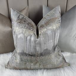 Silver Gold Metallic Cushion Cover - Luxury Glam Throw Pillow Grey Textured Sofa Designer Aztec Style Modern Home Deco Inca - thumbnail 2