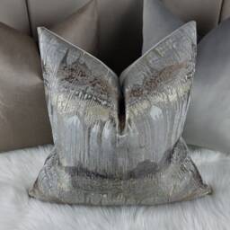 Silver Gold Metallic Cushion Cover - Luxury Glam Throw Pillow Grey Textured Sofa Designer Aztec Style Modern Home Deco Inca