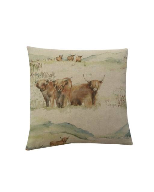 Christmas Gift Handmade Highland Cow Linen Cushion Cover Voyage Maison Throw Pillow - image 1