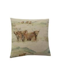 Christmas Gift Handmade Highland Cow Linen Cushion Cover Voyage Maison Throw Pillow - thumbnail 1